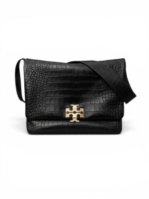 Tory Burch LARGE CHARLIE RUNWAY CROC-EMBOSSED SHOULDER BAG + Dust cover , size 29*23