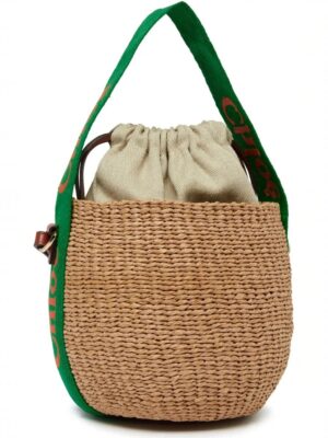Chloe Woody PM shoulder basket in beige natural , size 20*15
