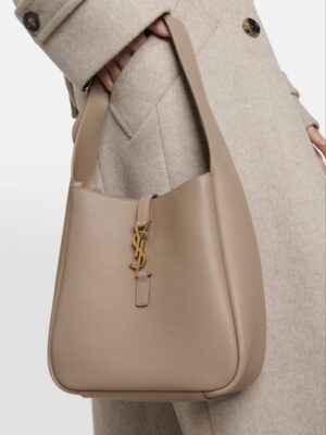 SAINT LAURENT LE5 A7 LEATHER HOBO BAG + Brand Box , size 22*22