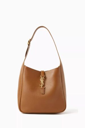 SAINT LAURENT LE5 A7 LEATHER HOBO BAG + Brand Box , size 22*22