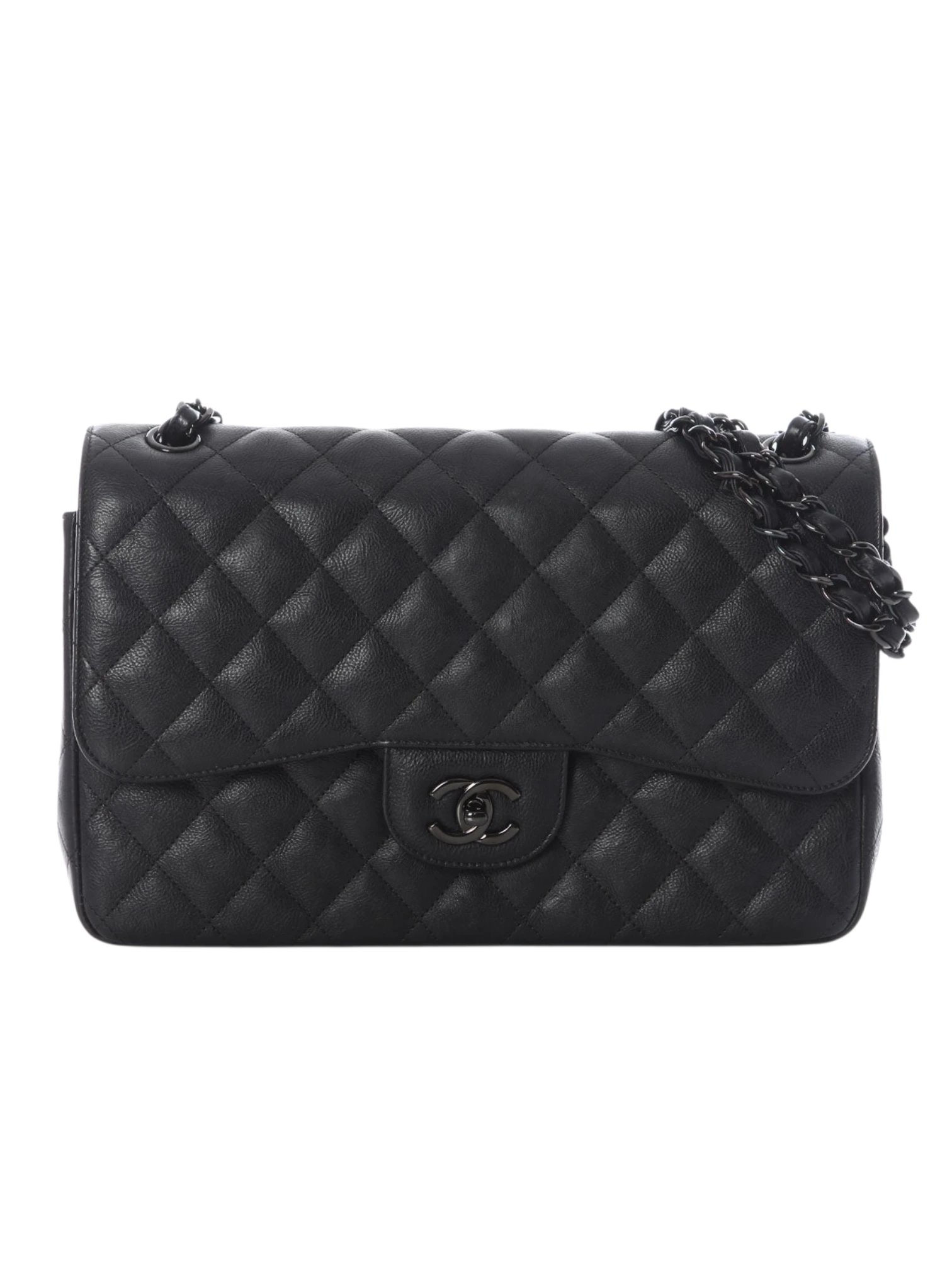 ⁦Chanel Jumbo Double Flap So Black caviar leather , size 30*19⁩ - الصورة ⁦1⁩