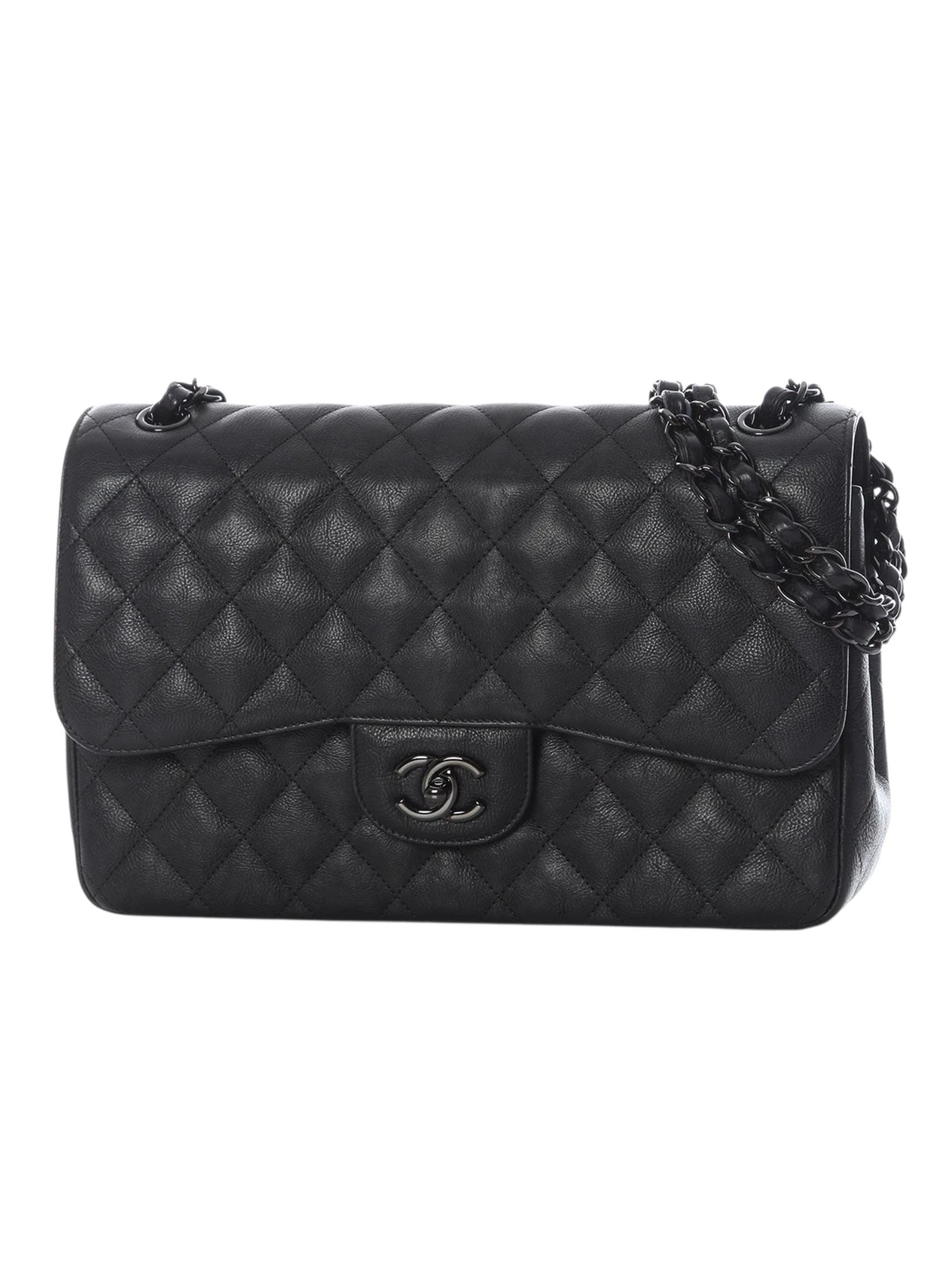 ⁦Chanel Jumbo Double Flap So Black caviar leather , size 30*19⁩ - الصورة ⁦2⁩