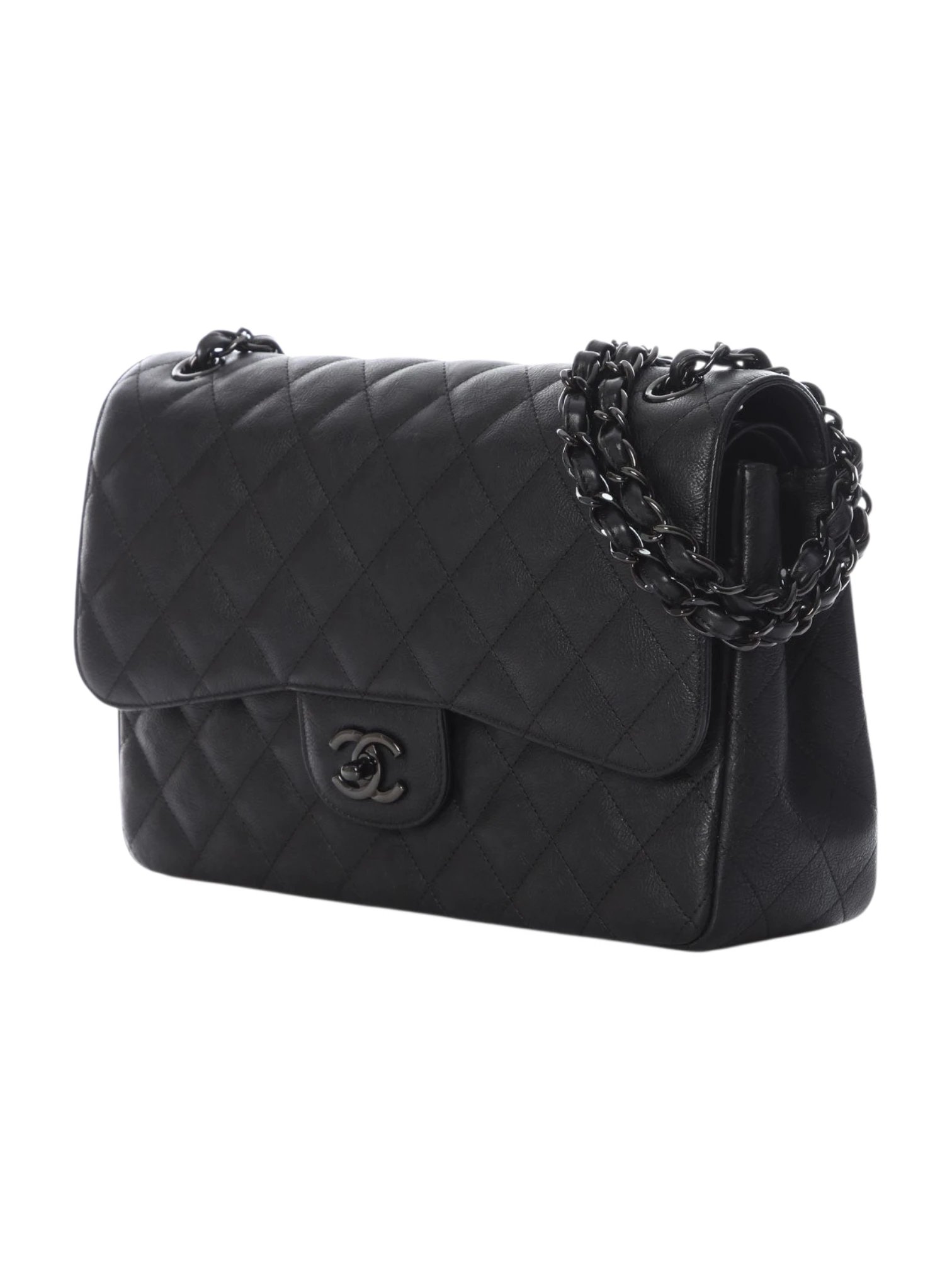 ⁦Chanel Jumbo Double Flap So Black caviar leather , size 30*19⁩ - الصورة ⁦4⁩