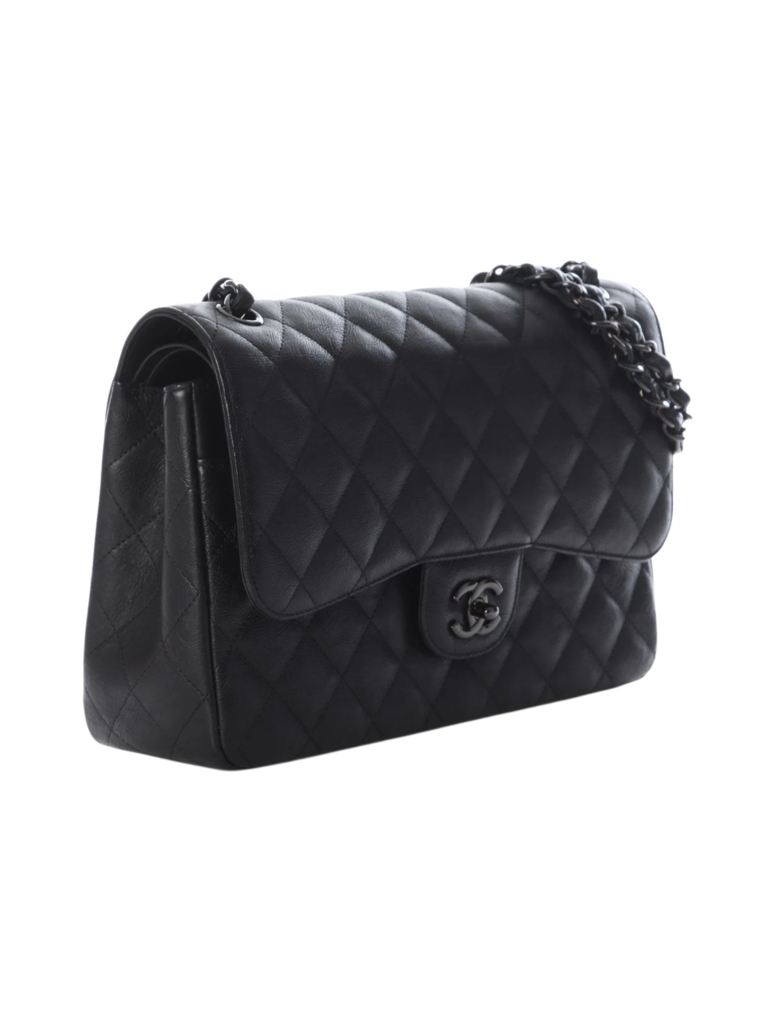 ⁦Chanel Jumbo Double Flap So Black caviar leather , size 30*19⁩ - الصورة ⁦3⁩