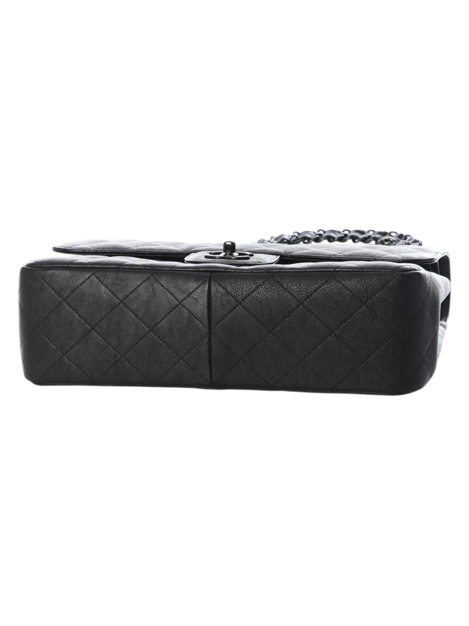 ⁦Chanel Jumbo Double Flap So Black caviar leather , size 30*19⁩ - الصورة ⁦6⁩