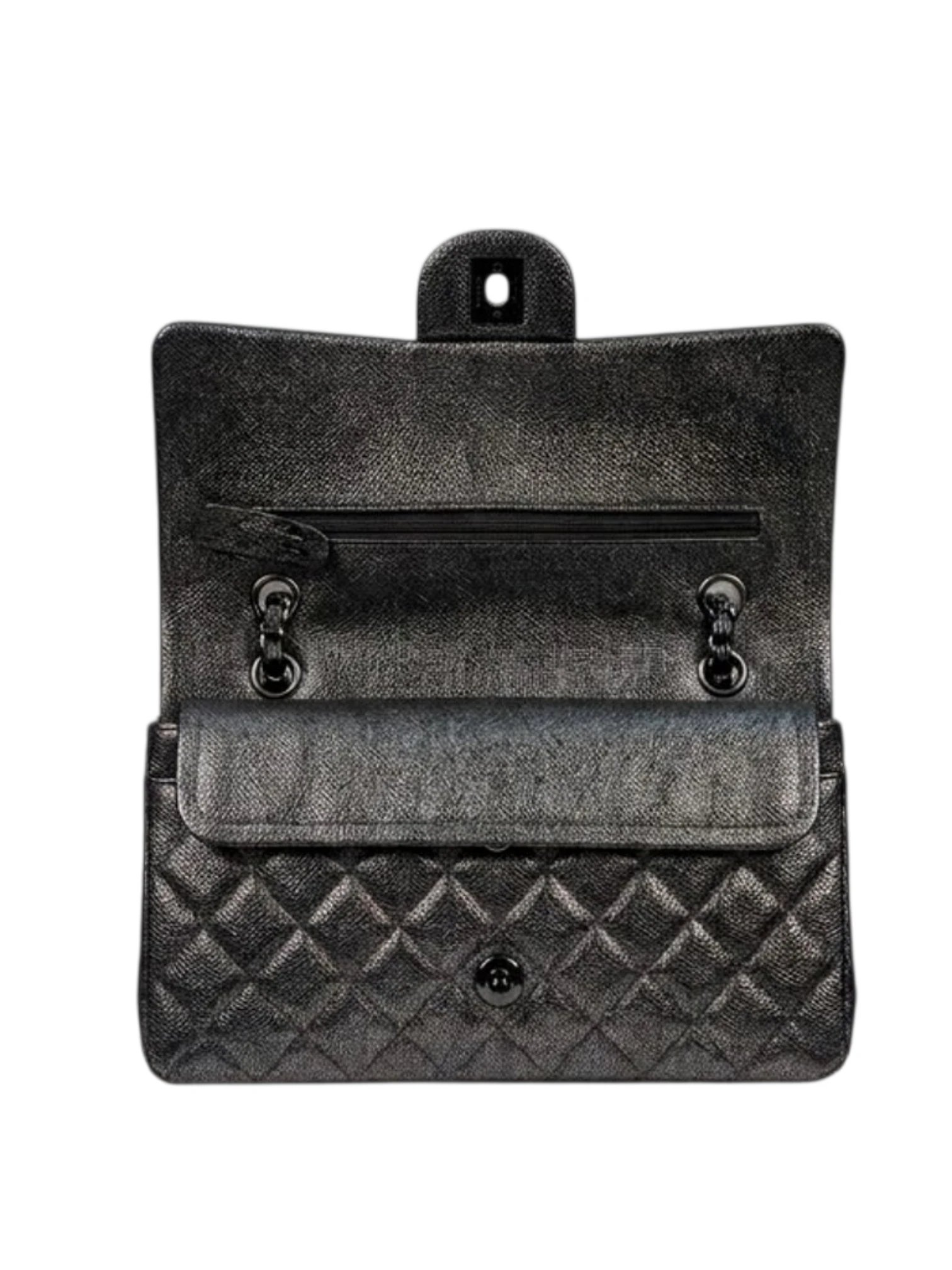 ⁦Chanel Jumbo Double Flap So Black caviar leather , size 30*19⁩ - الصورة ⁦7⁩