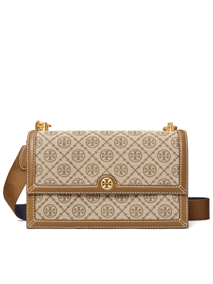 ⁦Tory Burch T Monogram Jacquard Shoulder Bag + Brand Box , size 26*16⁩ - الصورة ⁦1⁩
