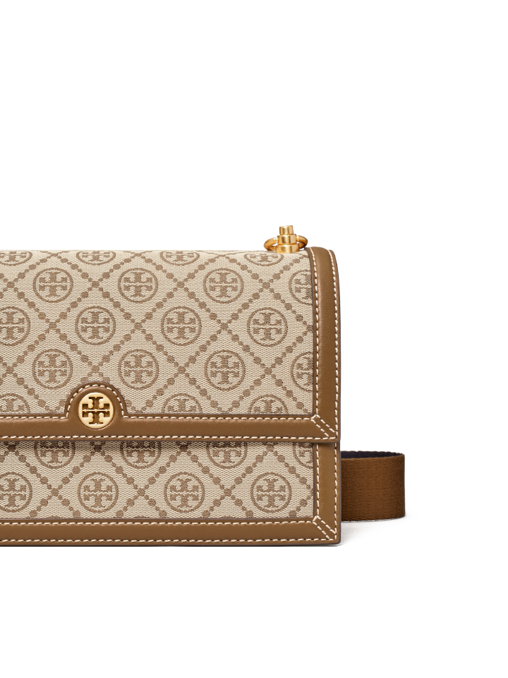 ⁦Tory Burch T Monogram Jacquard Shoulder Bag + Brand Box , size 26*16⁩ - الصورة ⁦4⁩