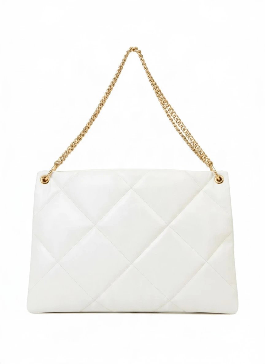 ⁦Tory Burch
Kira white  Leather Hobo , size 37*25⁩ - الصورة ⁦3⁩