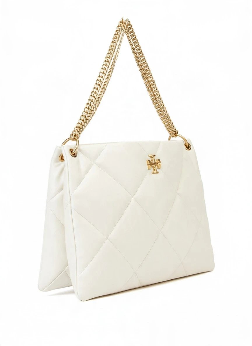 ⁦Tory Burch
Kira white  Leather Hobo , size 37*25⁩ - الصورة ⁦2⁩